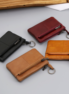 牛皮迷你零钱包男士钱包超薄真皮女款拉链硬币包短款小钥匙包卡包