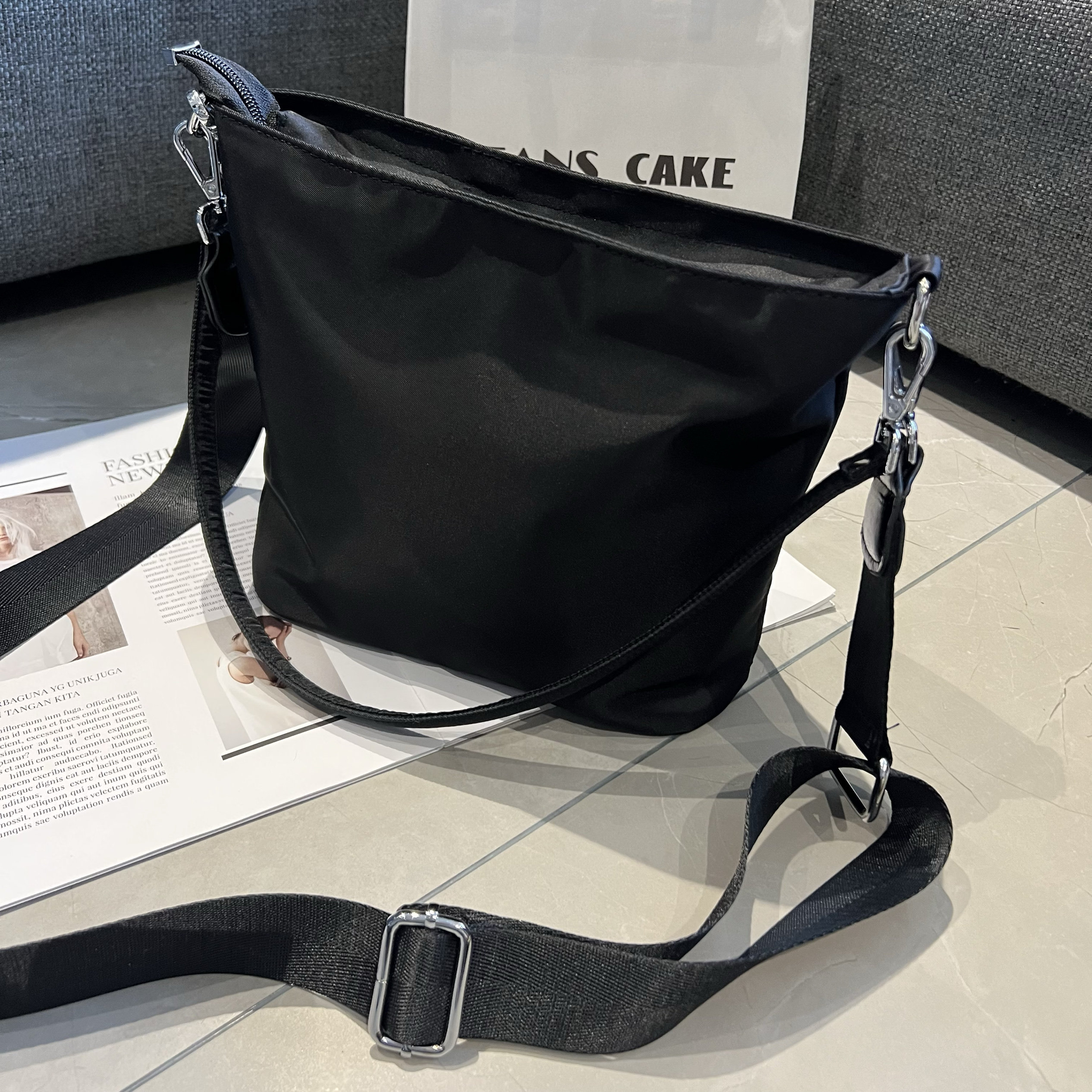 出口外贸包包简约水桶包尼龙布包时尚单肩包帆布牛津布斜挎女包