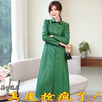 Áo khoác mùa xuân và mùa thu 2019 mới cộng với áo khoác dài đến đầu gối Slim là chiếc áo gió mỏng của Hàn Quốc trong phần dài của phụ nữ da - Quần áo da áo da xịn nhập khẩu