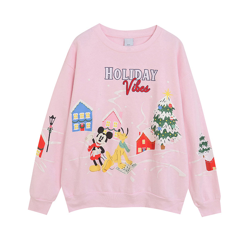 เสื้อสเวตเตอร์แขนยาว คอปกกลม ทรงหลวม ใส่แล้วดูผอม บุขนเพิ่มความอบอุ่น ดีไซน์การ์ตูนแอนิเมชัน สไตล์คริสต์มาส แฟชั่นวัยรุ่นน่ารัก ส่งออก