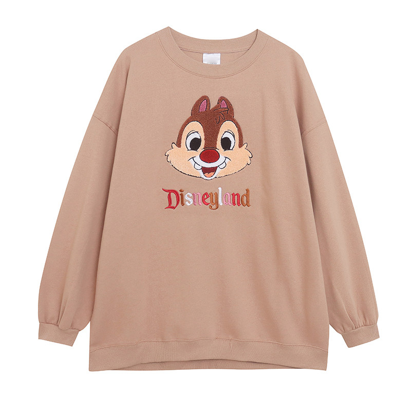 เสื้อสเวตเตอร์สวมหัว คอกลม ดีไซน์การ์ตูนแอนิเมชัน งานปักละเอียดประณีต ลดอายุ ทรงหลวม บุขน รุ่นสวนสนุก