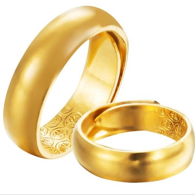黄金戒指光面男士情侣18k首饰品