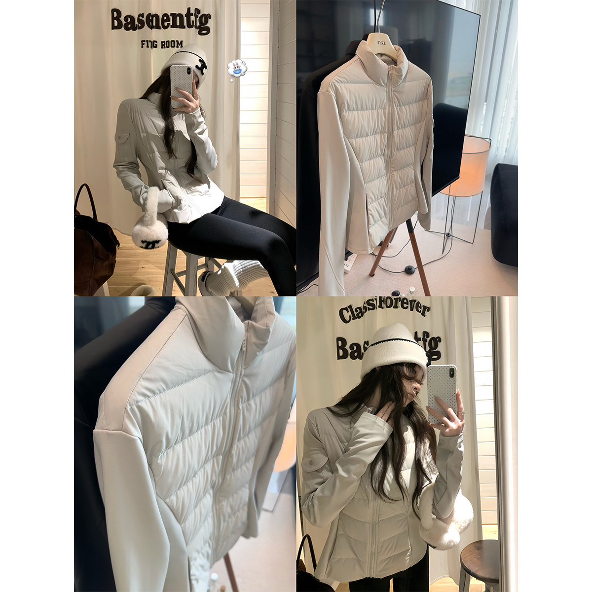 【现货4折】咖喱汤汤TGL【lulu小蛮腰】收腰显瘦拼接羽绒服外套女