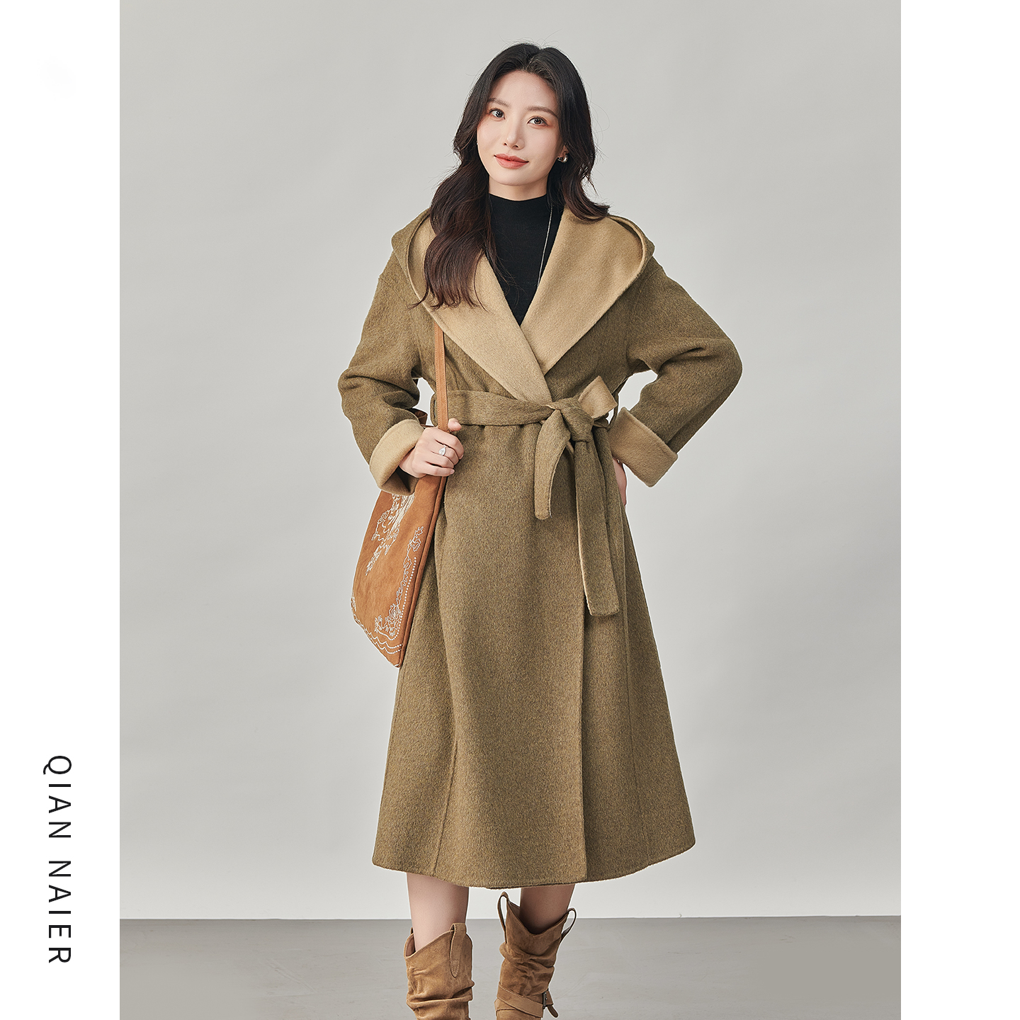 羊绒AB面大衣中长款双面羊毛呢子