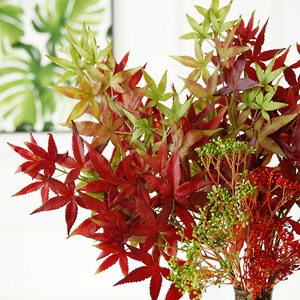 玐玖琦珥仿真花仿真叶材美国枫叶单枝植物树叶假花造景花材花艺