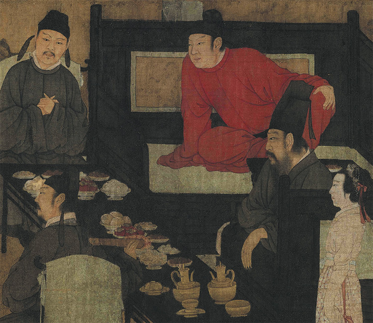 十大名世名画韩熙载夜宴图国画工笔人物原大画稿微喷复制画