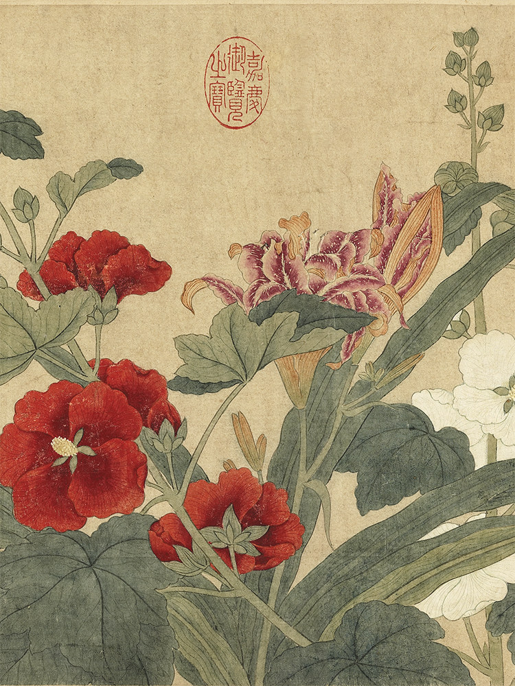 宋錢選忠孝圖台北故宫藏一比一宣纸复制画稿国画花卉客厅装饰画