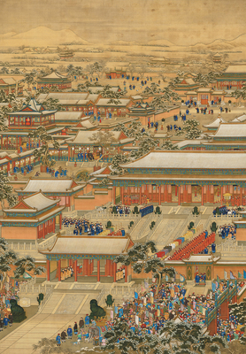 清佚名万国来朝图复制画高清