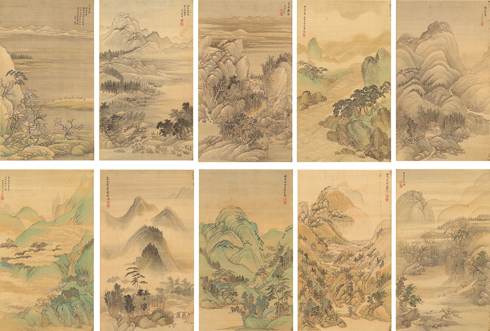 原大艺术微喷复制画清王翚山水册页十幅仿古画临摹画稿竖幅装饰画