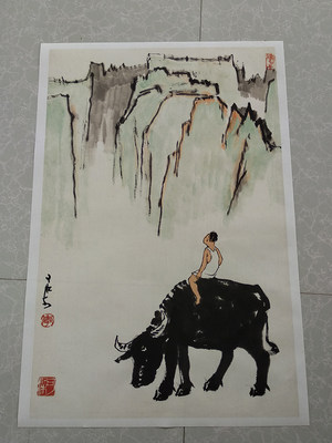 李可染牧童骑牛宣纸画芯新中式国画水墨写意画原作复制画装饰画