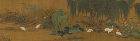 宋李迪九鷀圖卷台北故宫藏一比一复制画绢画仿古画花鸟工笔画稿