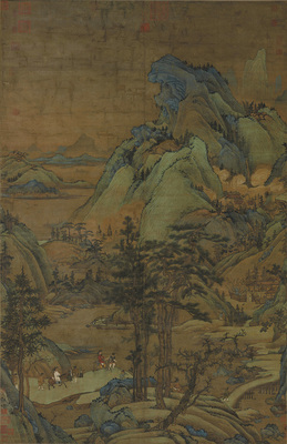 董源江堤晚景图复制画高清原大
