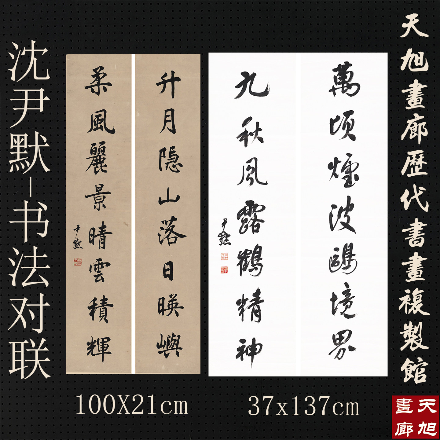 沈尹默行书对联书法复制品艺术微喷宣纸画心新中式装饰字画