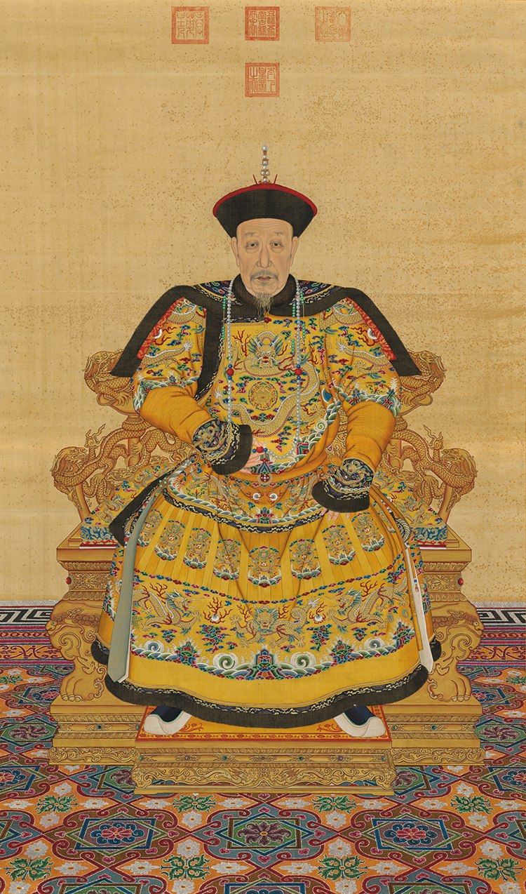清人画弘历朝服像乾隆画像国画人物艺术微喷绢画复制画装饰画