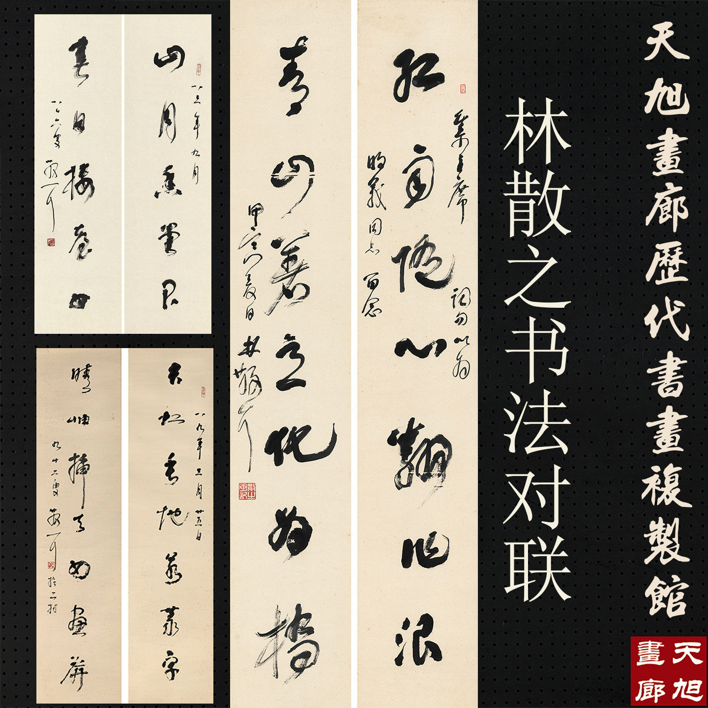 林散之书法对联真迹复制品原大高清艺术微喷宣纸画芯名人字画装饰