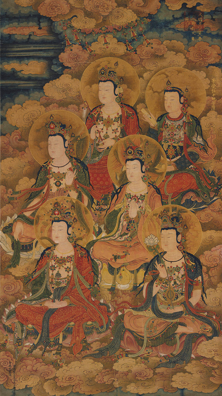 明王勤等觉位十地菩萨像绢布画艺术微喷打印复制国画人物装饰画