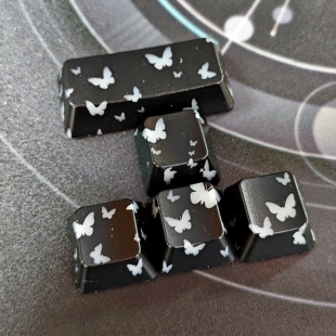 黑色蝴蝶Enter+方向键帽增补图案透光IMD磁轴机械键盘帽无刻通用