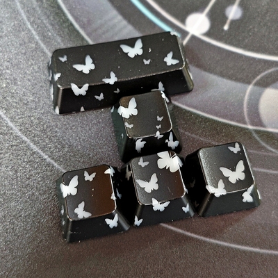 黑色蝴蝶Enter+方向键帽增补图案透光IMD磁轴机械键盘帽无刻通用