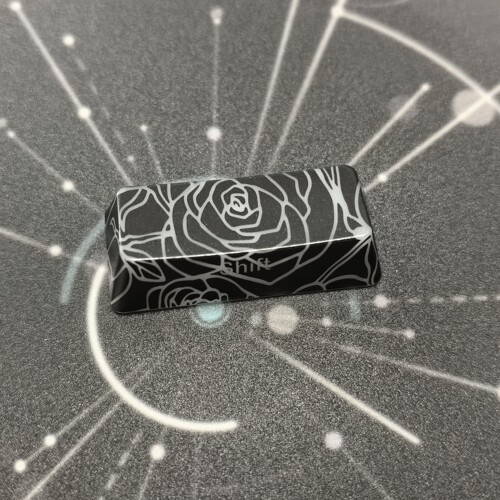 黑色玫瑰左shift键单颗机械键盘帽2.25U个性创意图案透光刻字