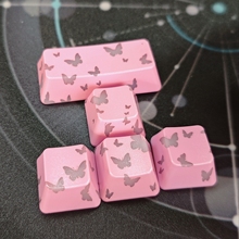 粉色蝴蝶Enter键帽增补图案透光IMD键帽磁轴机械键盘帽无刻通用