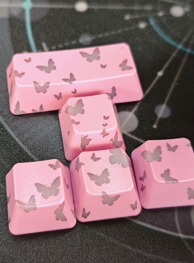 粉色蝴蝶Enter键帽增补图案透光IMD键帽磁轴机械键盘帽无刻通用