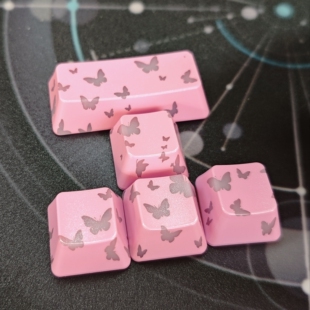 粉色蝴蝶Enter键帽增补图案透光IMD键帽磁轴机械键盘帽无刻通用