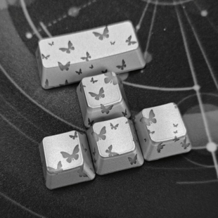 银色蝴蝶Enter键帽增补图案透光IMD键帽磁轴机械键盘帽无刻通用