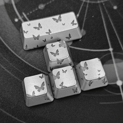 银色蝴蝶Enter键帽增补图案透光IMD键帽磁轴机械键盘帽无刻通用