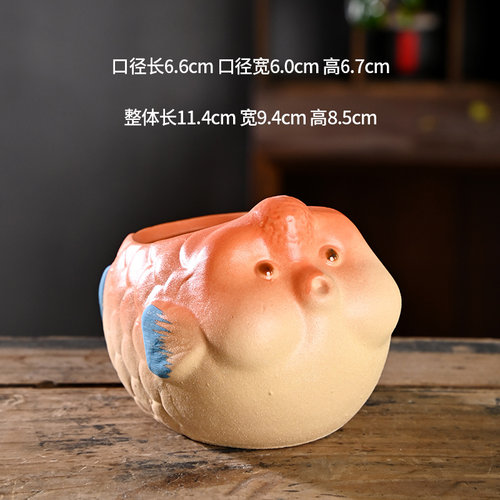 小鱼创意粗陶透气多肉花盆