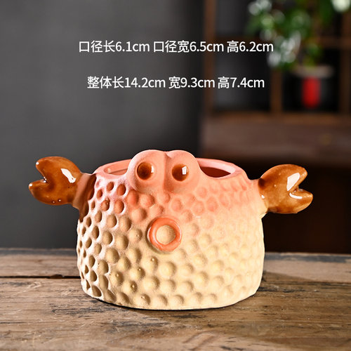 小螃蟹粗陶透气多肉花盆