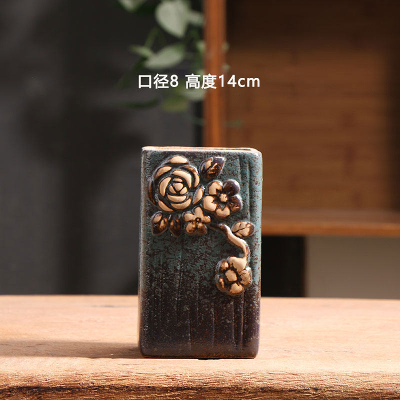 墨古方形小号老桩多肉花盆陶瓷特价简约家用阳台陶土粗陶陶盆清仓