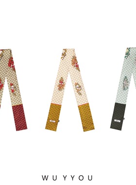 WUYYOU十二花令原创丝巾女春夏长条飘带真丝丝巾绑包加长复古百搭