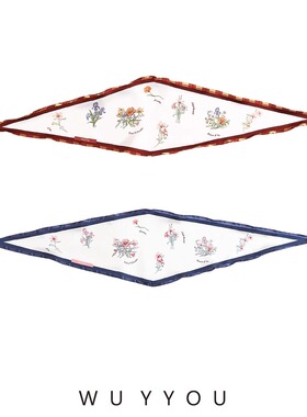 WUYYOU原创花园派对女春夏花卉植物浪漫100%桑蚕丝菱形巾绑包送礼