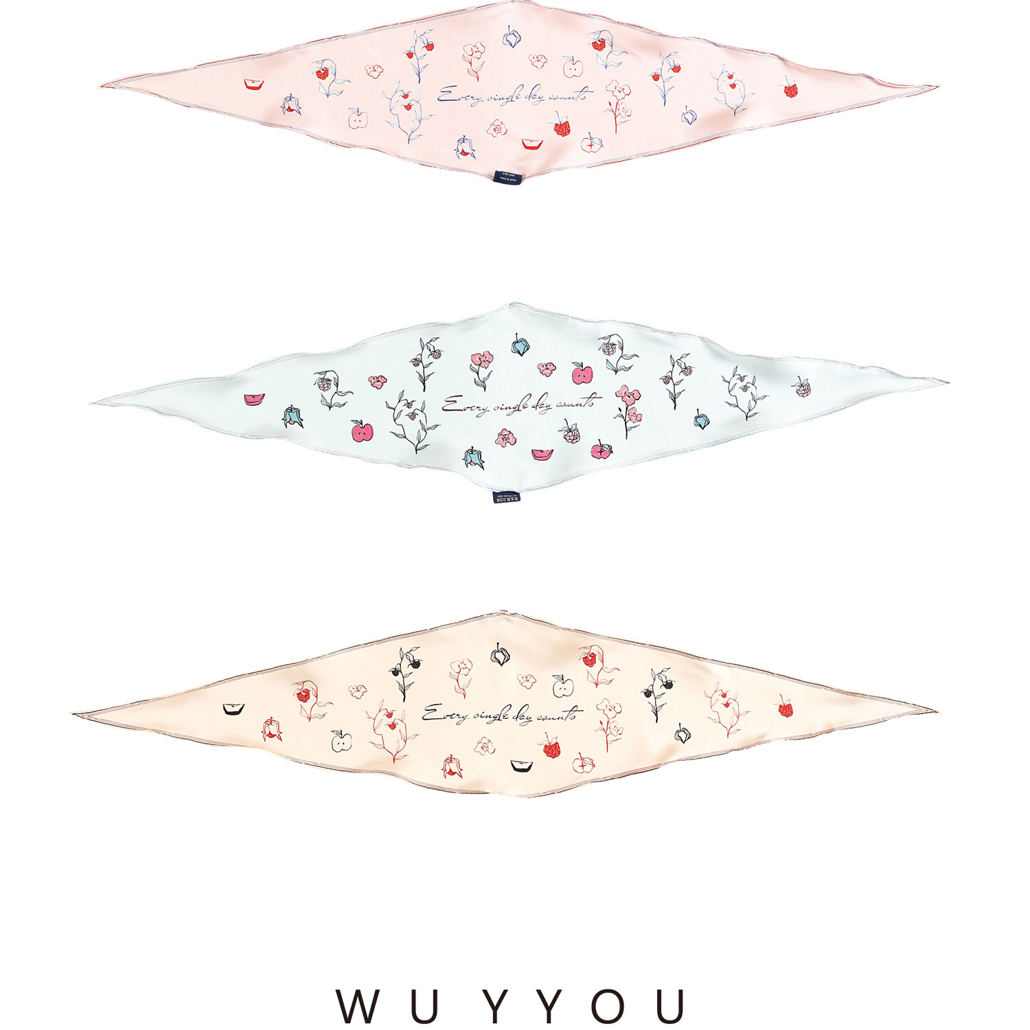 WUYYOU秘密花园原创丝巾女2025新款春夏100%桑蚕丝真丝菱形巾礼物
