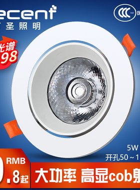 led射灯cob天花灯嵌入式6寸12w开孔8 9 12 14cm大功率高显指Ra 98
