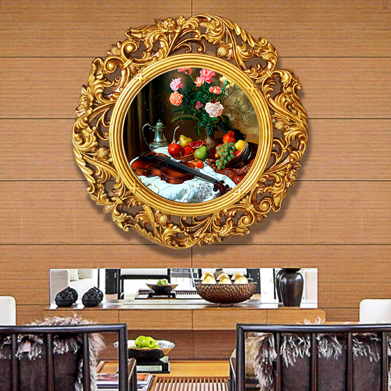 欧式雕花圆形树脂画框相框镜框影楼装饰相框样品间油画框婚礼道具图片