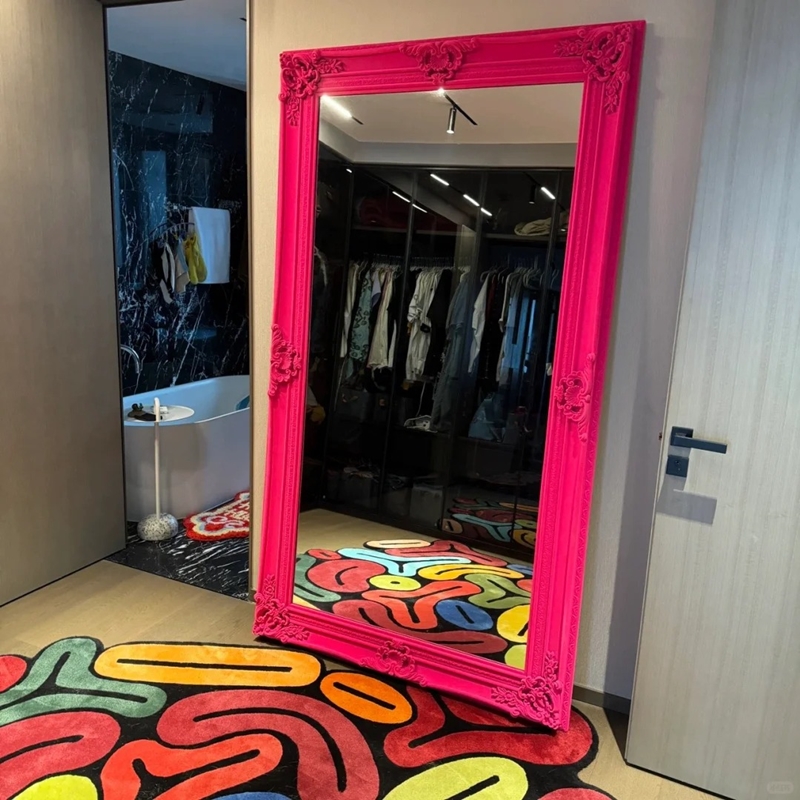 全身落地镜穿衣镜植绒镜子荧光绿