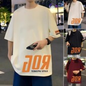 300斤短袖 体恤衫 T恤男装 100%纯棉80 夏季 宽松印花潮流半袖 韩版 ins