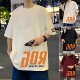 300斤短袖 体恤衫 T恤男装 100%纯棉80 夏季 宽松印花潮流半袖 韩版 ins