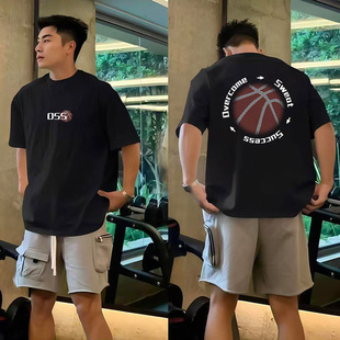 灌篮高手运动风特大码300斤美式痞帅纯棉男款t恤短袖夏季上衣