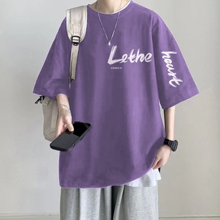 T恤男士 圆领印花学生半袖 夏季 休闲百搭韩版 上衣 宽松大码 纯棉短袖