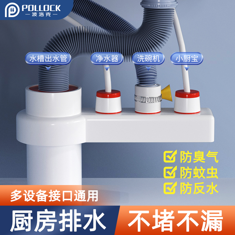 波洛克厨房下水管三通新品立减