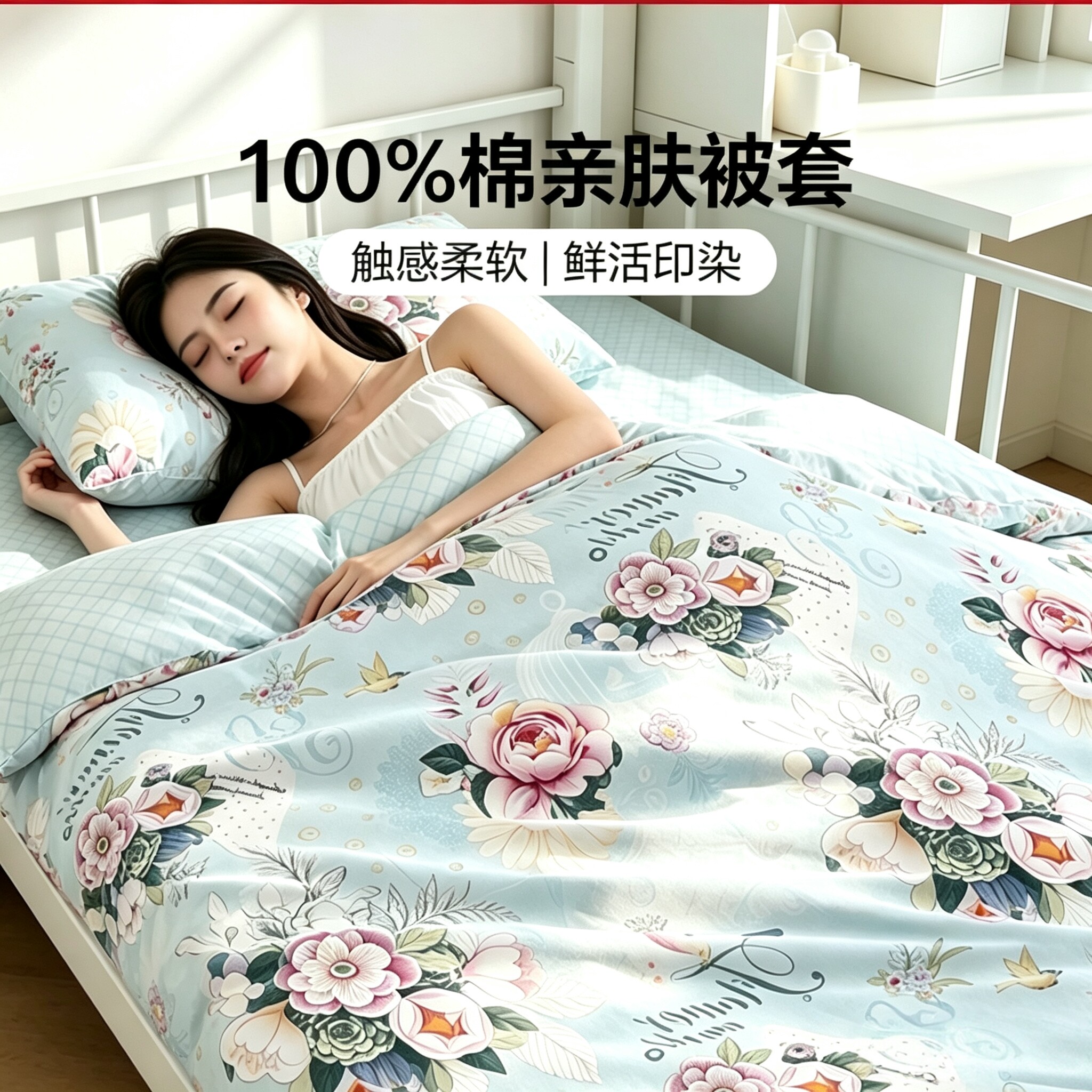 富安娜馨而乐纯棉被套150x200图片