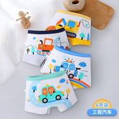 宝宝短裤 儿童内裤 纯棉男童工程车挖掘机吊车警车小汽车图案平角裤