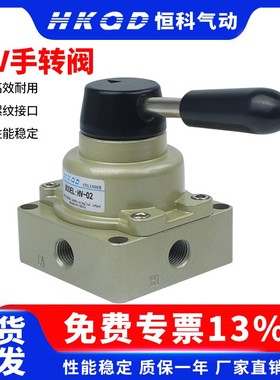 气动元件手动换向阀/三位四通手转阀HV-02/03/04  HV200-02