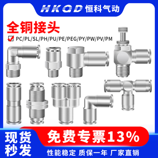 PEG 全铜镀镍快速接头全铜接头PC