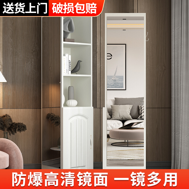 穿衣镜全身落地镜入户家用卧室可旋转复古试衣镜子带挂衣架一体柜