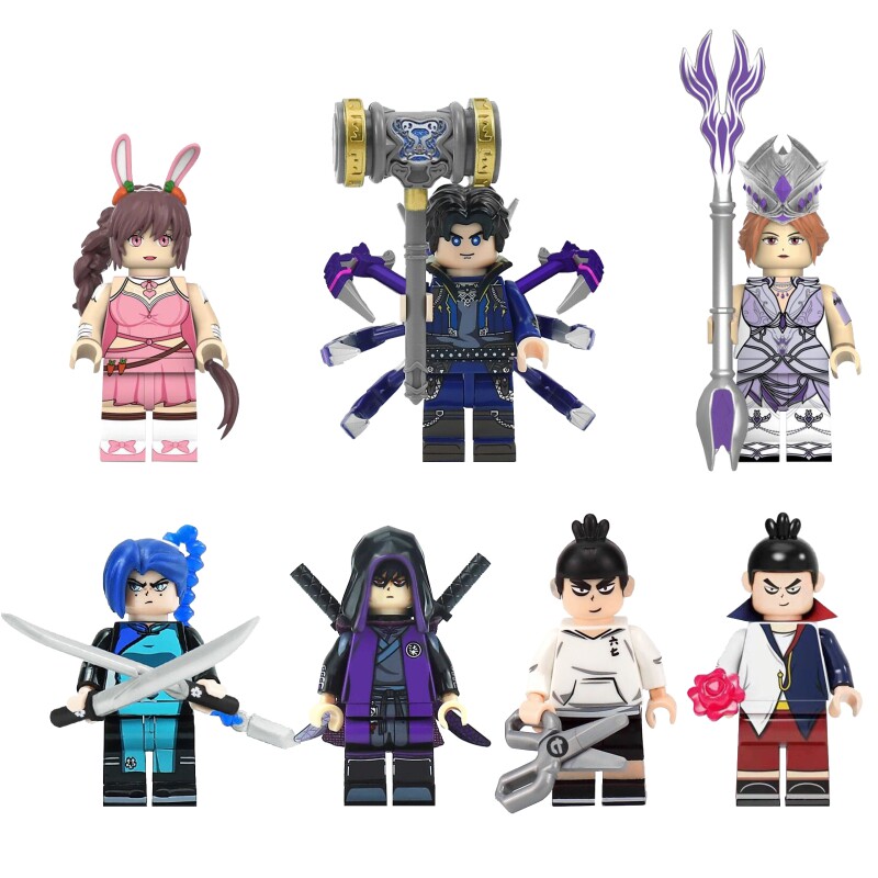 中国积木刺客伍六七暗影斗罗大陆魔刀千刃第三方唐三拼插积木人仔