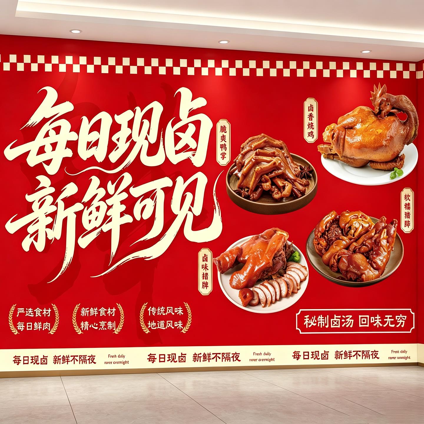 卤味熟食店墙面装饰贴纸图片