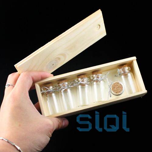 6只玻璃瓶套装 木塞 西林瓶 密封瓶 细口试剂瓶 玻璃瓶10ml 木盒